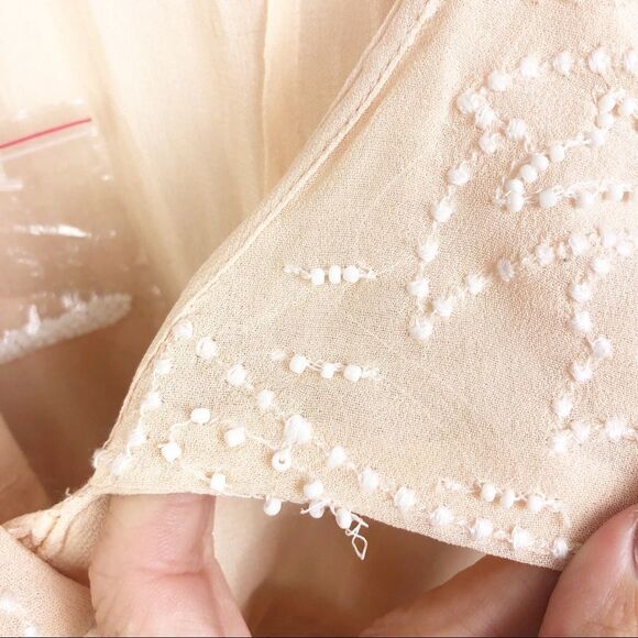 FREE PEOPLE | Sylvia Blush Beaded Mini Wrap Dress Tie Side NEW Women’s Size XS - Picture 10 of 10